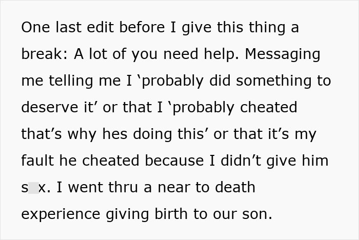 Text message revealing partner plotting against fiancée after childbirth. Text message revealing partner plotting against fiancée after childbirth.