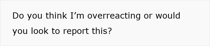 Text asking if the listener is overreacting or should report coworkers calling a woman pretty but dumb during a call.