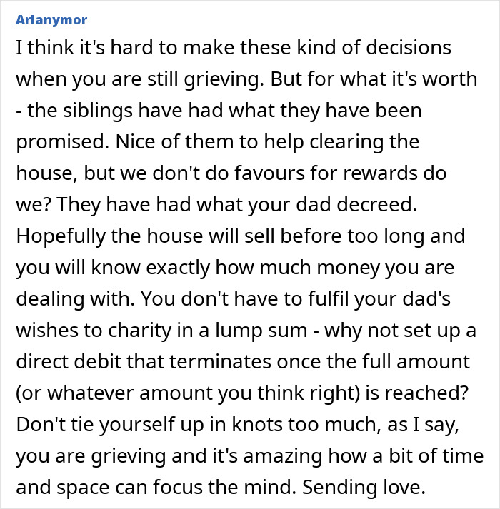 Woman inherits late father’s estate, feels guilty, and struggles with fulfilling every wish while managing grief. Woman inherits late father’s estate, feels guilty, and struggles with fulfilling every wish while managing grief.