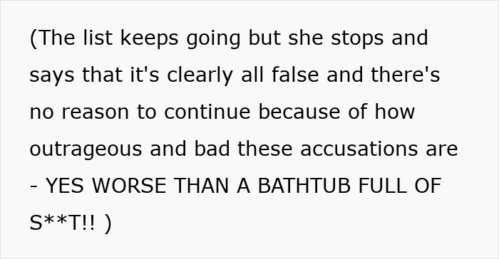 Text discussing false CPS claims and outrageous accusations in a dramatic family scenario.