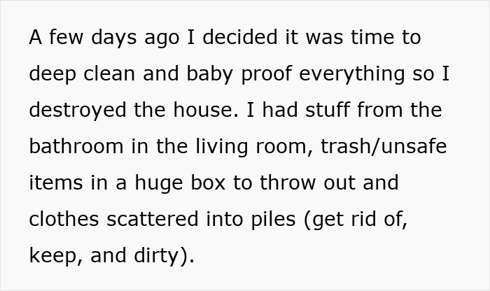 Text describing a chaotic home after a deep clean, reflecting false CPS claims and family drama.