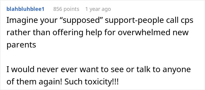Reddit comment about false CPS claims causing family drama, expressing frustration with unsupportive people.