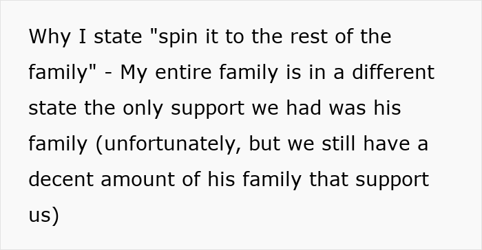 Quote discussing family dynamics amid false CPS claims, with mixed support from in-laws.