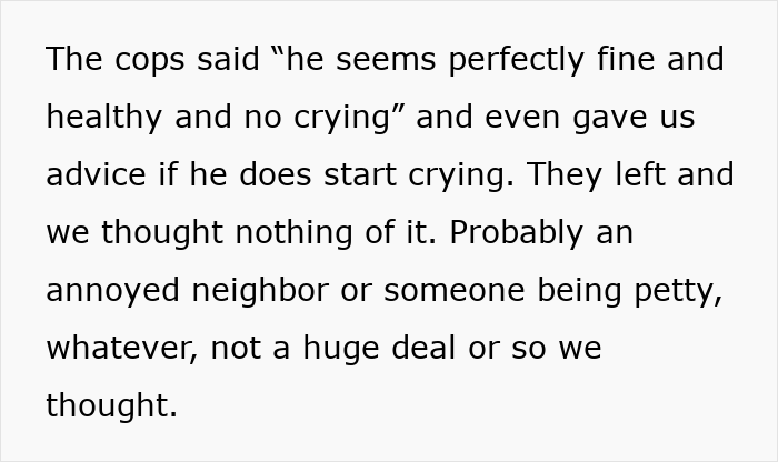 False CPS claims text excerpt about an incident with police and family discussion.