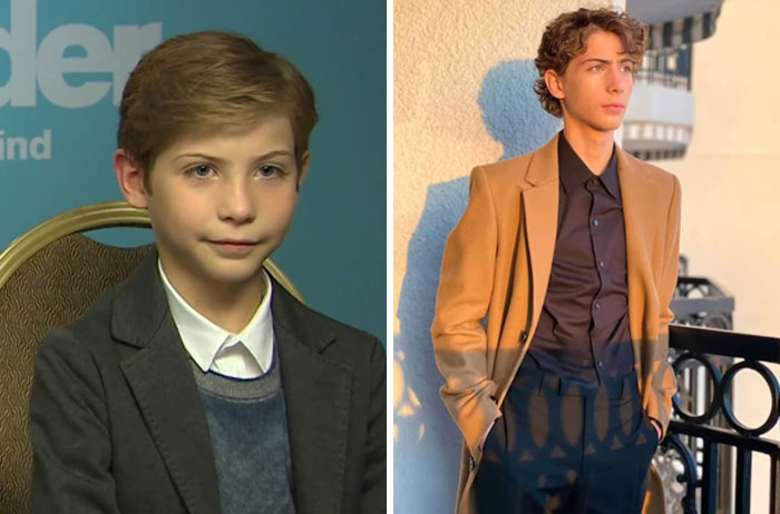 Side-by-side then and now photos of a famous celebrity showing changes over time in appearance and style