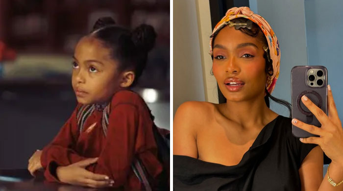 Side-by-side then and now photos of a famous celebrity showing her childhood and current look for celebrity transformation.