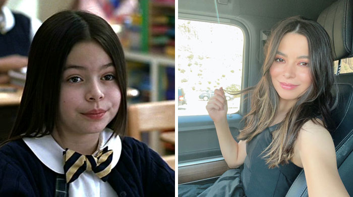 Split image showing then and now photos of a famous celebrity, illustrating changes in appearance over time.