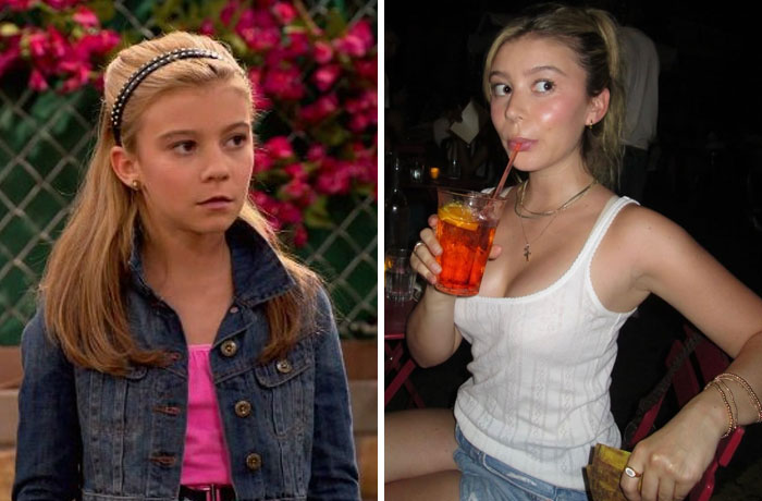 Side-by-side then and now photos of a famous celebrity showing growth and change over time.