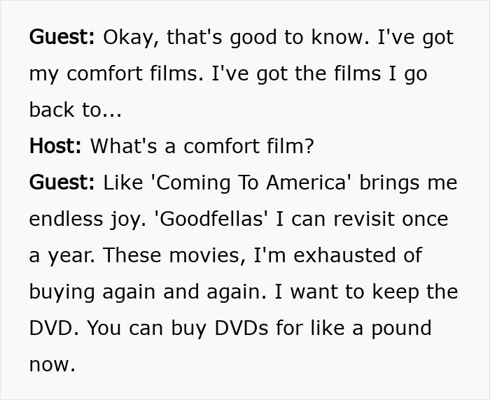 Conversation about the joy of owning and revisiting films on physical media like DVDs.