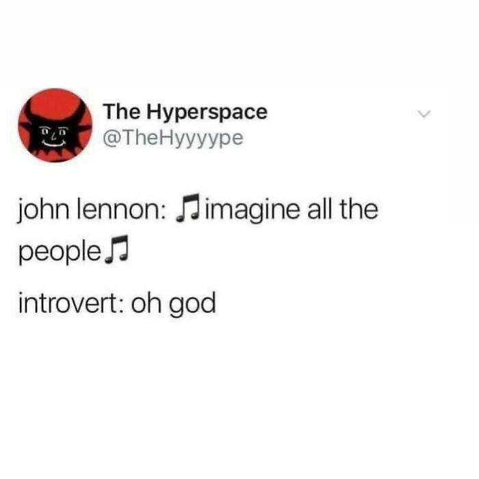 Anti-social meme about introverts reacting to song lyrics by John Lennon.