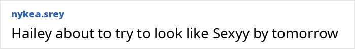 Comment referencing Hailey and a female rapper's look comparison.