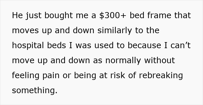 Woman furious bearing physical consequences of fiancé’s accident, using adjustable bed frame to avoid pain and injury risk. Woman furious bearing physical consequences of fiancé’s accident, using adjustable bed frame to avoid pain and injury risk.