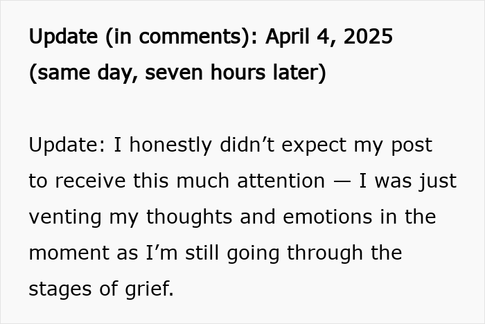 Text update on April 4, 2025, detailing a woman’s emotional grief after physical consequences of fiancé’s accident. Text update on April 4, 2025, detailing a woman’s emotional grief after physical consequences of fiancé’s accident.