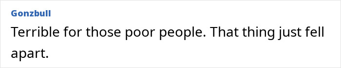 Comment mentioning helicopter crash and questioning structural integrity.
