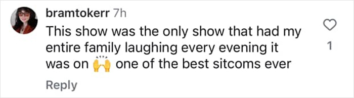 Comment praising "Malcolm In The Middle," calling it a hilarious and top sitcom choice for the family.