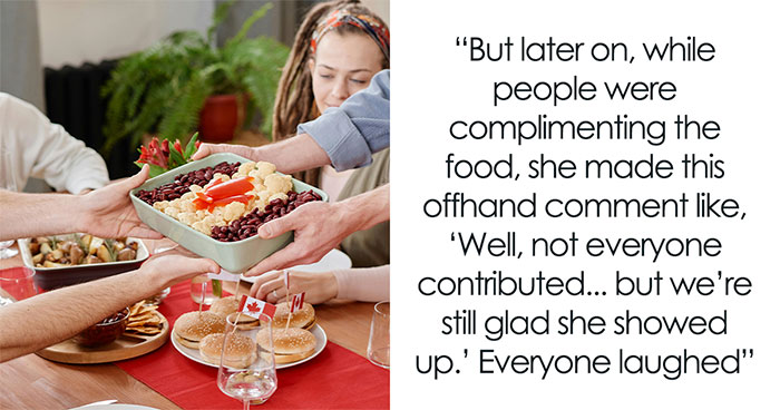 Lady Brings Nothing To Friend’s ‘Potluck Dinner,’ Following Her Own Words, Gets Mocked For This