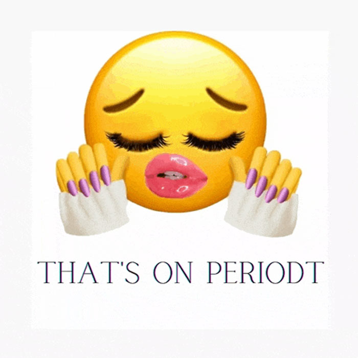 Emojis clapping with text "That's on periodt," showcasing Gen Z slang.