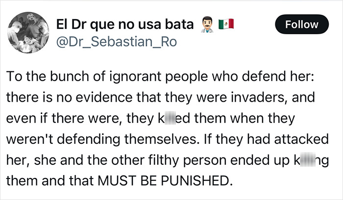 Tweet discussing the actions of a vigilante grandmother against squatters, emphasizing the need for punishment. Tweet discussing the actions of a vigilante grandmother against squatters, emphasizing the need for punishment.