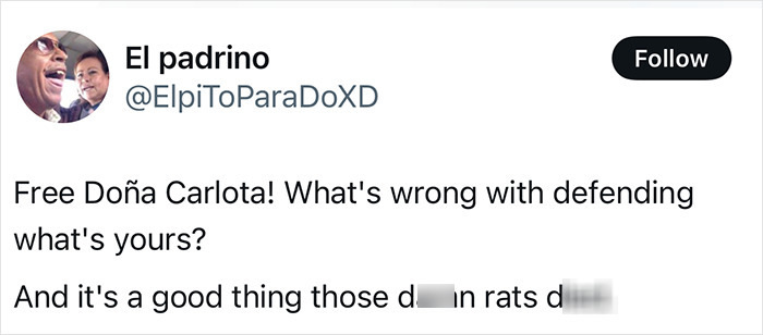 Tweet supporting a ‘ruthless’ vigilante grandma defending her home from squatters. Tweet supporting a ‘ruthless’ vigilante grandma defending her home from squatters.