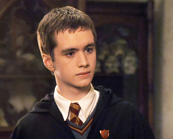 Young actor in Gryffindor attire from Harry Potter, expressing opinions on JK Rowling's trans ruling celebration.