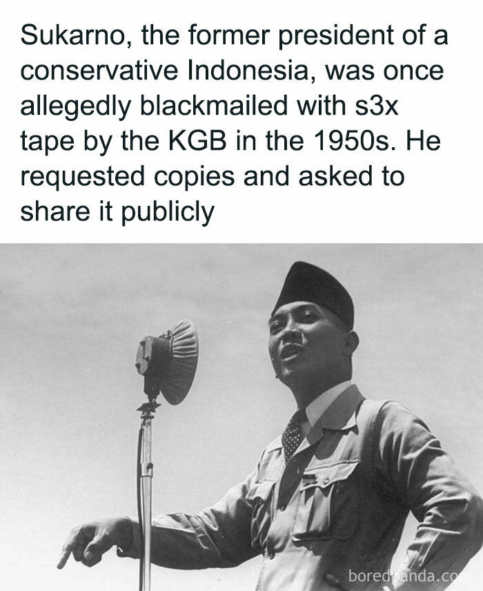 Black and white photo of Sukarno speaking at a microphone, a historical meme for those who paid attention in history class.