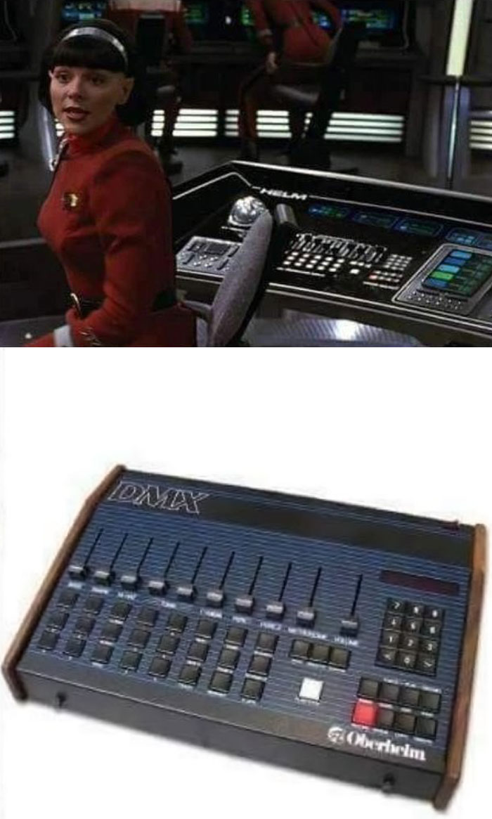 Creative use of DMX drum machine as spaceship control panel in film scene.