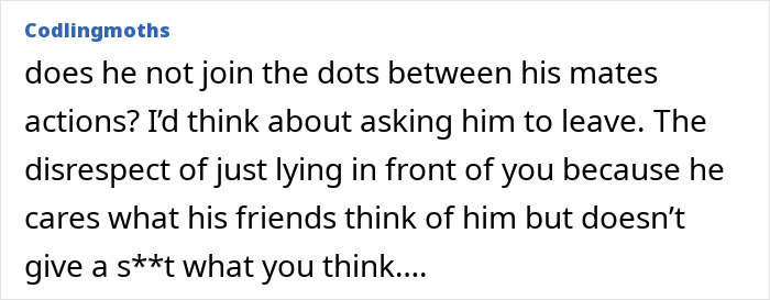 A message criticizing a husband's attitude towards parenting and disrespect towards his new mom wife.