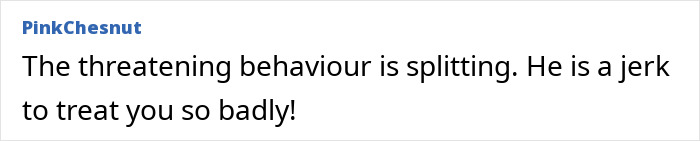 Comment criticizes parenting views, calling behavior threatening and unfair towards a new mom.