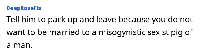 Comment challenges gender roles, supports new mom.