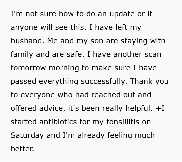 Woman leaves husband; staying with family for safety and health updates, seeking support after personal challenges. Woman leaves husband; staying with family for safety and health updates, seeking support after personal challenges.