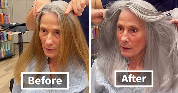 30 People Before And After Embracing Their Natural Gray Hair (New Pics)