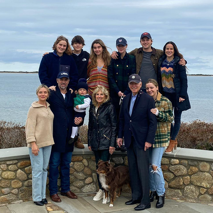 Family gathering by the sea, showcasing the Biden family in a joyful Easter moment with scenic ocean views.