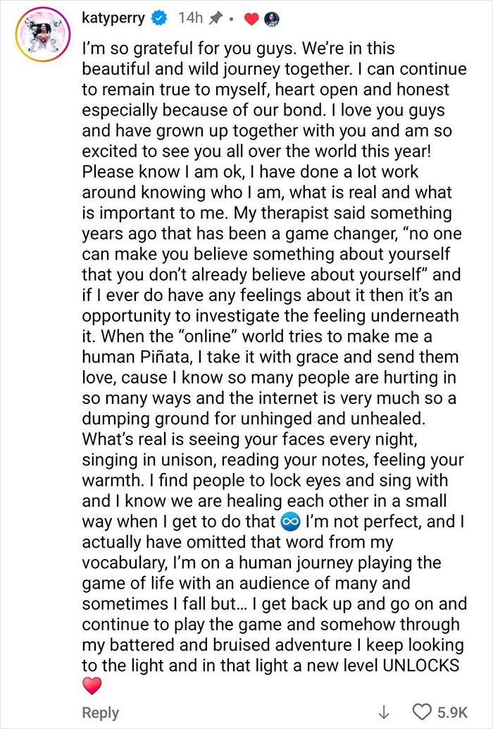 Katy Perry responds to critics with heartfelt message amid backlash over Blue Origin space flight controversy.