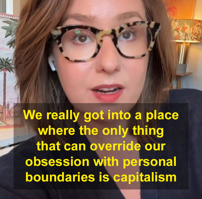A person wearing glasses discusses boundaries with money amidst high bachelorette costs.