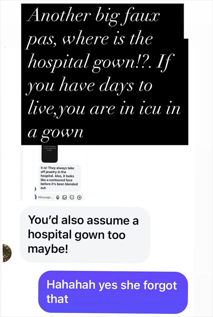 Text messages discussing hospital gown relevance after Prince Andrew's accuser claims limited time to live.