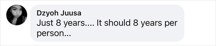 Comment from Dzyoh Juusa discussing a suggested sentence duration.