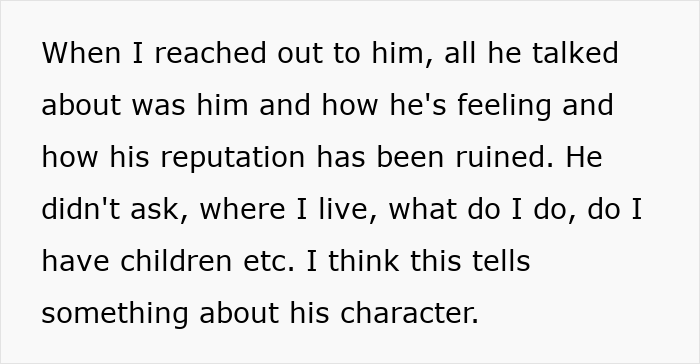 Text on white background describing a difficult conversation while looking up a long-lost grandfather for inheritance purposes.