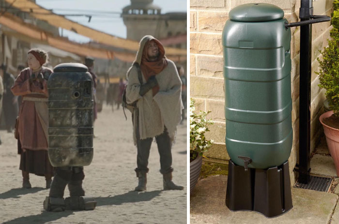 Creative filmmakers use a water b**t as a prop, transforming it into an alien costume on a film set.