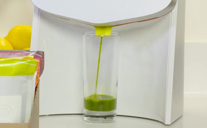 Juice dispenser pouring green liquid into a glass, representing a flop as "the next big thing."