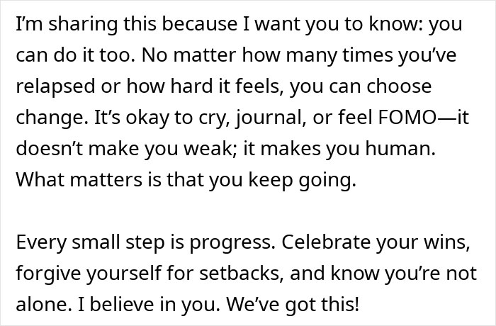 Motivational text about resilience and progress, encouraging participation in No-Buy 2025 to resist consumerism.