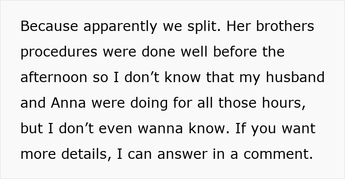 Text discussing husband choosing female friend over child's birth.