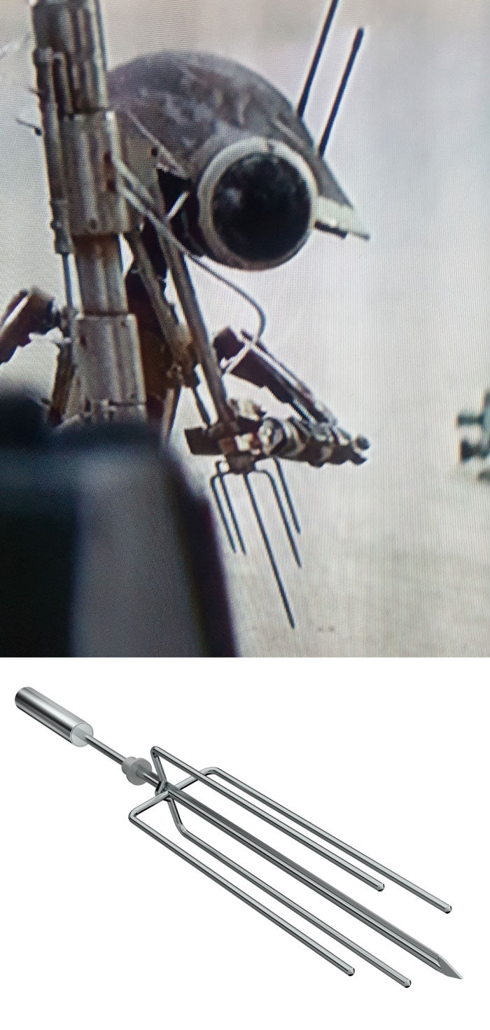 Creative filmmaker prop: a kitchen tool resembling sci-fi robot design.