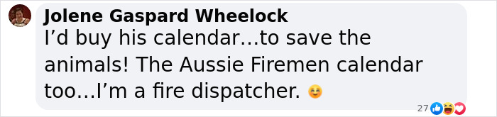 Comment discussing Robert Irwin's calendar purchase for animal support with a playful tone. Comment discussing Robert Irwin's calendar purchase for animal support with a playful tone.