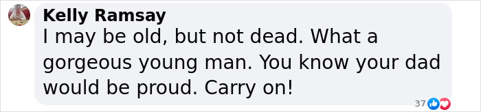 Comment praising a young man, mentioning pride and admiration from a fatherly perspective. Comment praising a young man, mentioning pride and admiration from a fatherly perspective.