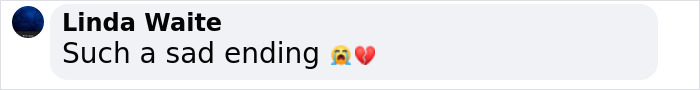 A comment by Linda Waite expressing sadness with emojis.