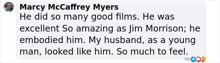 Val Kilmer comment tribute discussing his iconic film roles and personal impact, with admiration for his portrayal of Jim Morrison. Val Kilmer comment tribute discussing his iconic film roles and personal impact, with admiration for his portrayal of Jim Morrison.