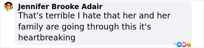 Comment expressing sympathy for Teddi Mellencamp's cancer battle, calling it heartbreaking.