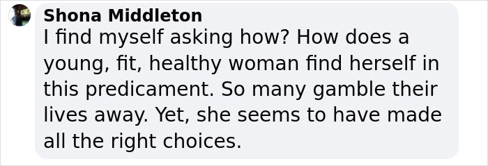 Shona Middleton expresses thoughts on a woman's unexpected cancer battle.