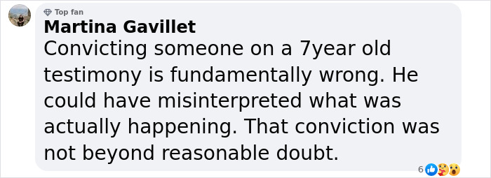 Comment discussing the conviction based on a child's testimony and its implications.