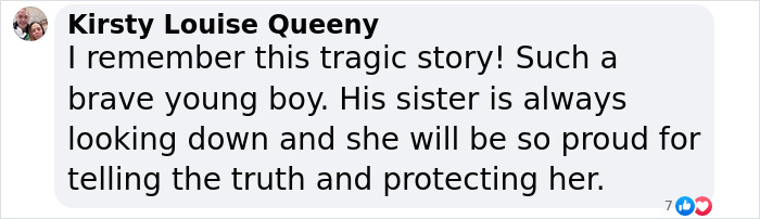 Comment about a son who sent his mom to prison, being called brave.